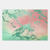 クールな大理石 | 愛らしいパステルコーラルとグリーンのオンブレ ラッピングペーパーシート (正面)