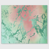 クールな大理石 | 愛らしいパステルコーラルとグリーンのオンブレ ラッピングペーパー (フラット)