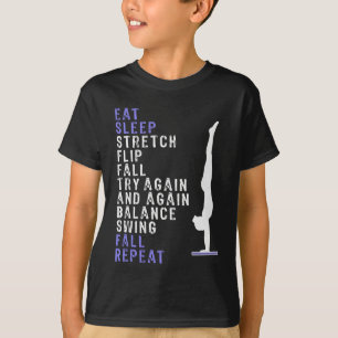 クールな女の子の体操のデザインは睡眠の体操を食べます Tシャツ