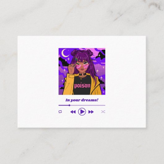 クールな女性をフィーチャーしたアニメスタイル 名刺 (正面)