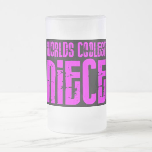 クールな姪のためのギフト: ピンクの世界の最もクールな姪 フロストグラスビールジョッキ (中央)