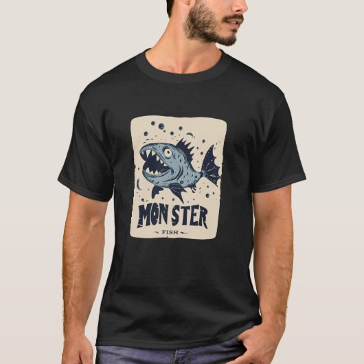 クールな子供のための楽しいモンスター魚の服 Tシャツ (正面)