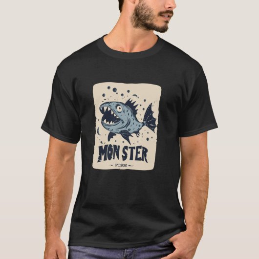 クールな子供のための楽しいモンスター魚の服 Tシャツ (正面)