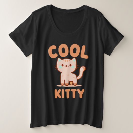 クールな子猫 プラスサイズTシャツ (デザイン正面)
