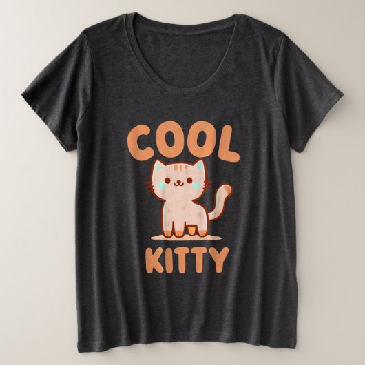 クールな子猫 プラスサイズTシャツ (デザイン正面)