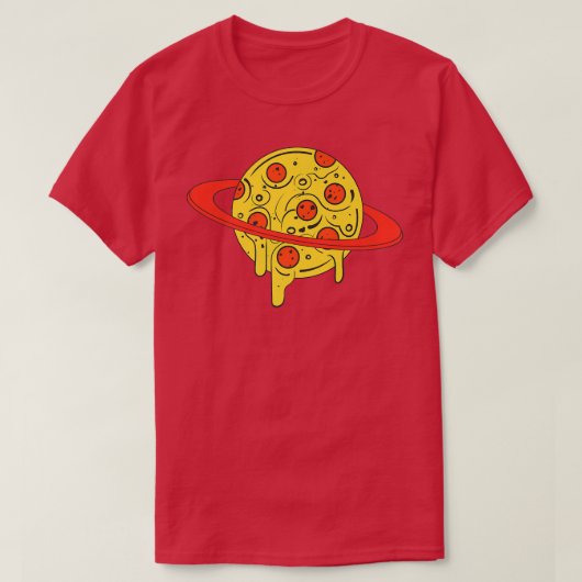 クールな宇宙のピザ愛好家、ピザプラネットグラフが大好き Tシャツ (デザイン正面)