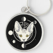 クールな宇宙猫の顔デザイン キーホルダー (正面)