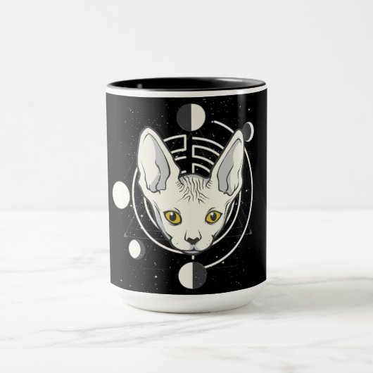 クールな宇宙猫の顔デザイン マグカップ (中央)