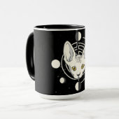 クールな宇宙猫の顔デザイン マグカップ (正面左)