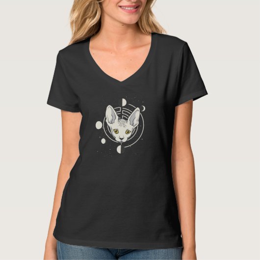 クールな宇宙猫の顔デザイン Tシャツ (正面)