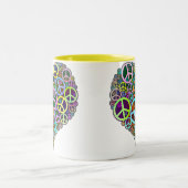 クールな平和愛ハート ツートーンマグカップ (中央)