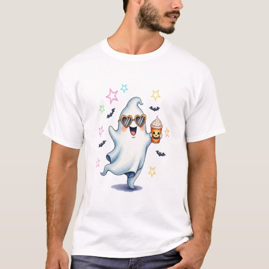 クールな幽霊のハロウィン雰囲気 Tシャツ (正面)
