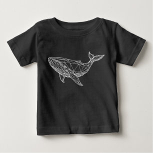 クールな幾何学模様のクジラ キッズTシャツ ベビーTシャツ