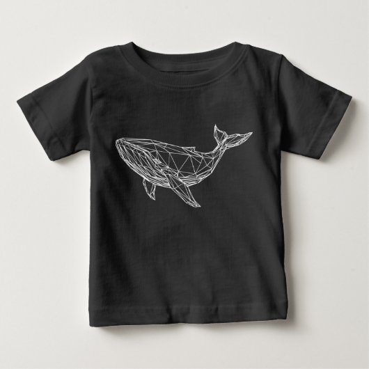 クールな幾何学模様のクジラ キッズTシャツ ベビーTシャツ (正面)