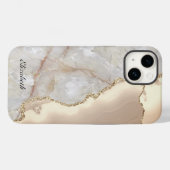 クールな幾何学 ゴールドクリーム マーブル Case-Mate iPhoneケース (裏面 (横))