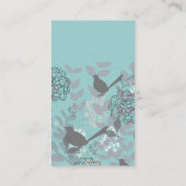 クールな庭の青のかわいい鳥N花パターン 名刺 (裏面)