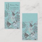 クールな庭の青のかわいい鳥N花パターン 名刺 (正面/裏面)