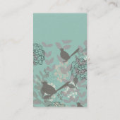 クールな庭の青のかわいい鳥N花パターン 名刺 (裏面)