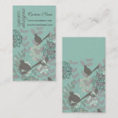 クールな庭の青のかわいい鳥N花パターン 名刺 (正面/裏面)