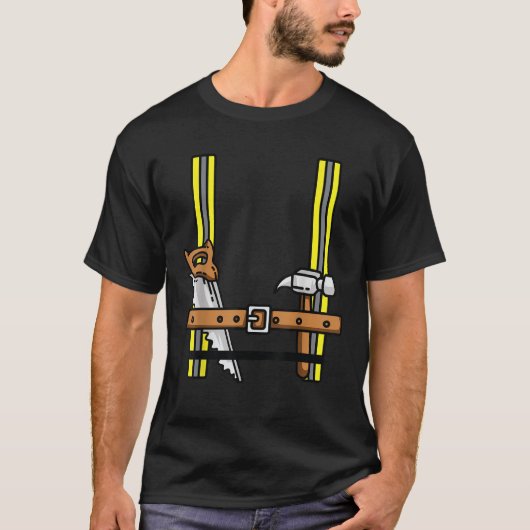クールな建設作業員のコスプレ ハロウィンコスチューム Tシャツ (正面)