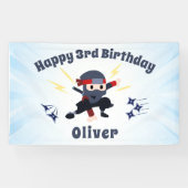 クールな忍者空手キッズの誕生日パーティーサインバナー 横断幕 (横)