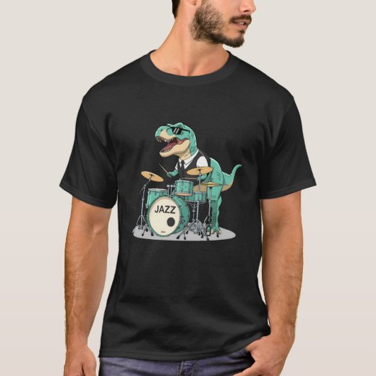 クールな恐竜のパーカッションTシャツ  Tシャツ (正面)