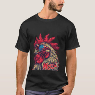 クールな愛国心のニワトリ メリカ アメリカ国旗 チキン Tシャツ