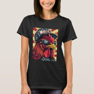 クールな愛国心のニワトリ メリカ アメリカ国旗 ニワトリ Tシャツ