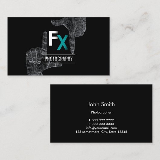 クールな手フレームのモノグラムの写真撮影の名刺 名刺 (正面/裏面)