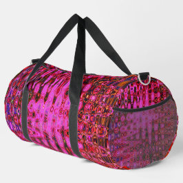 クールな抽象的なピンクと黒のレトロ原子のジグザグ ダッフルバッグ
