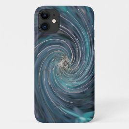 クールな抽象的レトロブラック+ティール宇宙の渦巻き iPhone 11 ケース