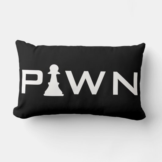 クールな担保のタイポグラフィのチェスをする人 ランバークッション (正面)
