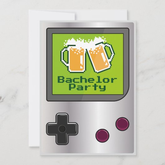 クールな携帯ゲーム ビール独身パーティー カード (裏面)