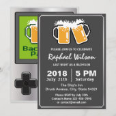 クールな携帯ゲーム ビール独身パーティー カード (正面/裏面)