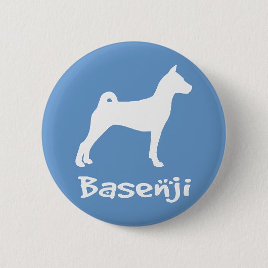 クールな文字とのBasenji (白で) 缶バッジ (正面)