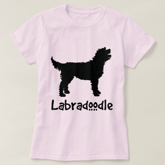 クールな文字とのLabradoodle (黒で) Tシャツ (デザイン正面)