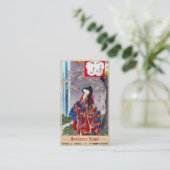 クールな日本のヴィンテージの女性芸者のポートレートの芸術 名刺 (スタンド正面)