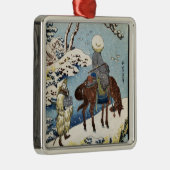 クールな日本のヴィンテージのukiyo-eの侵入者の冬場面 メタルオーナメント (右)