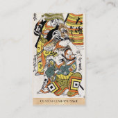 クールな日本のヴィンテージのukiyo-eの戦士のkabuki俳優 名刺 (裏面)