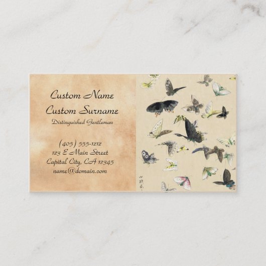 クールな日本のヴィンテージのukiyo-eの蝶スクロール 名刺 (正面)