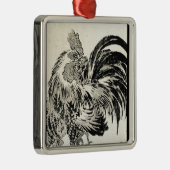 クールな日本のヴィンテージのukiyo-eインクオンドリの鶏 メタルオーナメント (右)