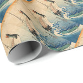 クールな日本のヴィンテージのukiyo-eクレーン鳥スクロール ラッピングペーパー (ロールコーナー)