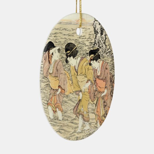 クールな日本のヴィンテージのukiyo-e 3の女性の海 セラミックオーナメント (右)