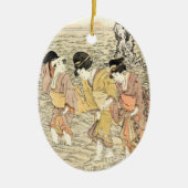 クールな日本のヴィンテージのukiyo-e 3の女性の海 セラミックオーナメント (正面)