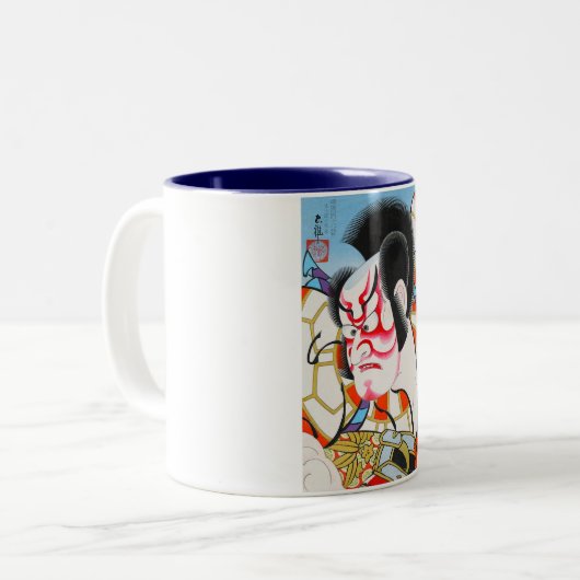 クールな日本の伝統的なkabukiの化粧のtadamasa ツートーンマグカップ (正面左)