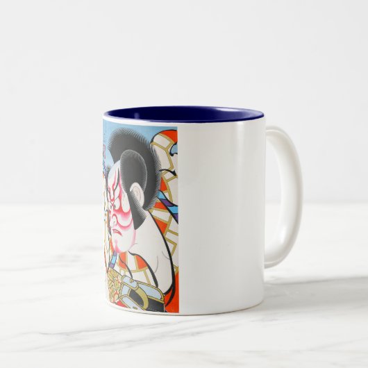 クールな日本の伝統的なkabukiの化粧のtadamasa ツートーンマグカップ (正面右)