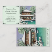 クールな日本の冬の雪の神社の寺院場面芸術 名刺 (正面/裏面)