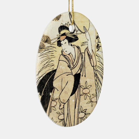 クールな日本の古いヴィンテージのukiy-oの芸者の入れ墨 セラミックオーナメント (右)