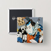 クールな日本の戦士の英雄の武士のスカルの芸術 缶バッジ (正面&裏面)