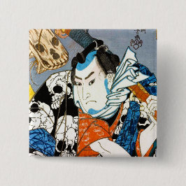 クールな日本の戦士の英雄の武士のスカルの芸術 缶バッジ